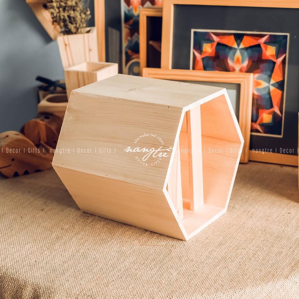 Chậu gỗ lục giác trồng cây - chậu gỗ trang trí