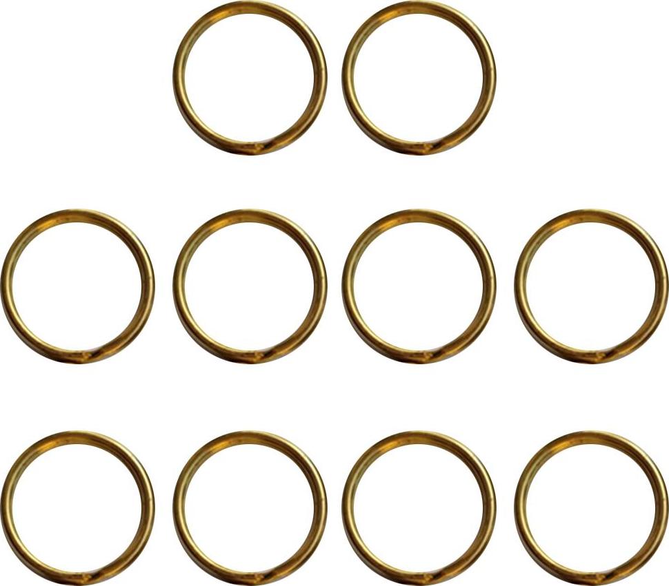 Pack 10 Brass Split Ring Key Chain Hook Loop Hoop Keyring Keychain Clasps Connector - 8 Sizes