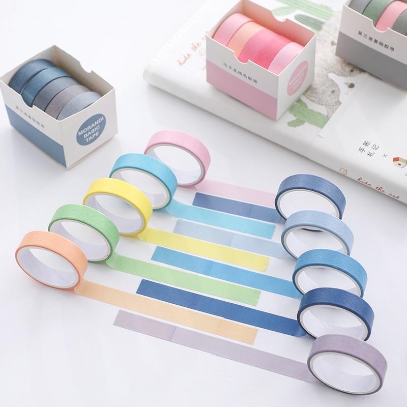 Bộ 5 Cuộn Băng dính trang trí băng giấy washi tape dùng album sổ lưu niệm