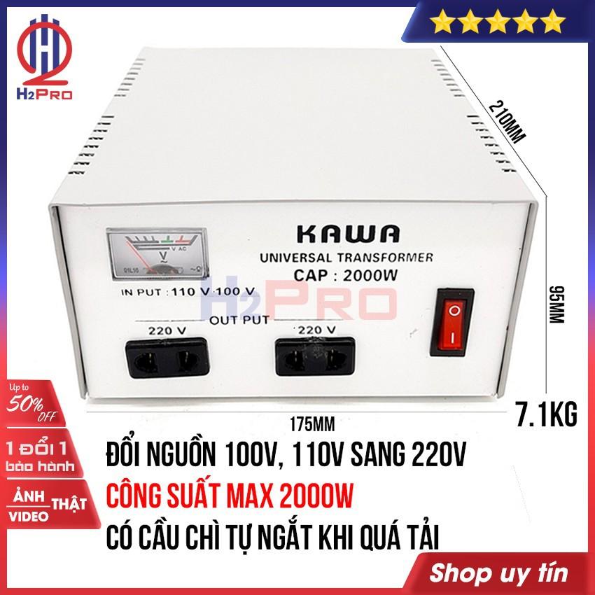 Bộ đổi nguồn 220V sang 110V-100V hoặc đổi nguồn 110V sang 220V KAWA H2Pro 2000W cao cấp, chất lượng cao-an toàn