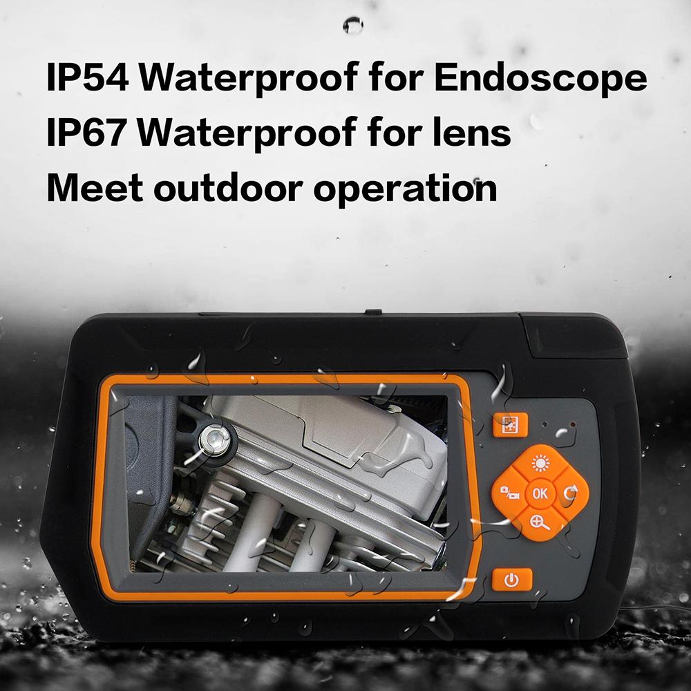 5.5mm Dual-lens Industrial Endoscopes with 4.3 Inch IPS Screen 1080P High Definition Borescope Inspection Camera with 6