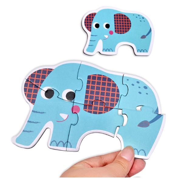 Đồ chơi bộ xếp hình 6 hình Puzzle size to, hộp giấy chọn chủ đề cho bé