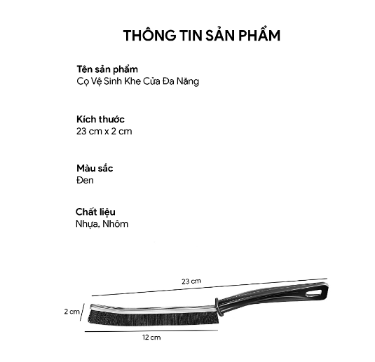 Chổi cọ vệ sinh làm sạch khe rãnh cửa sổ, khe hở nhà tắm, vệ sinh nhà bếp, bồn rửa, máy giặt GD755-CoVeSinh