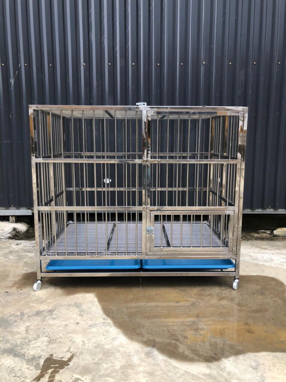 Lồng inox bản lề cao cấp cho chó mèo - Có bánh xe di chuyển