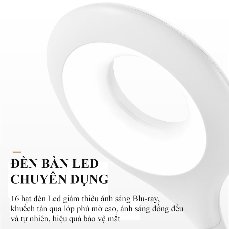 Đèn Bàn Học Đọc Sách Làm Việc LED Chống Cận Bảo Vệ Mắt – Cảm Ứng Tích Hợp Pin 1800mAh – Vùng Sáng 4000-6500K – 3 Cấp Độ Điều Chỉnh – Kết Hợp Kê Điện Thoại Tiện Lợi