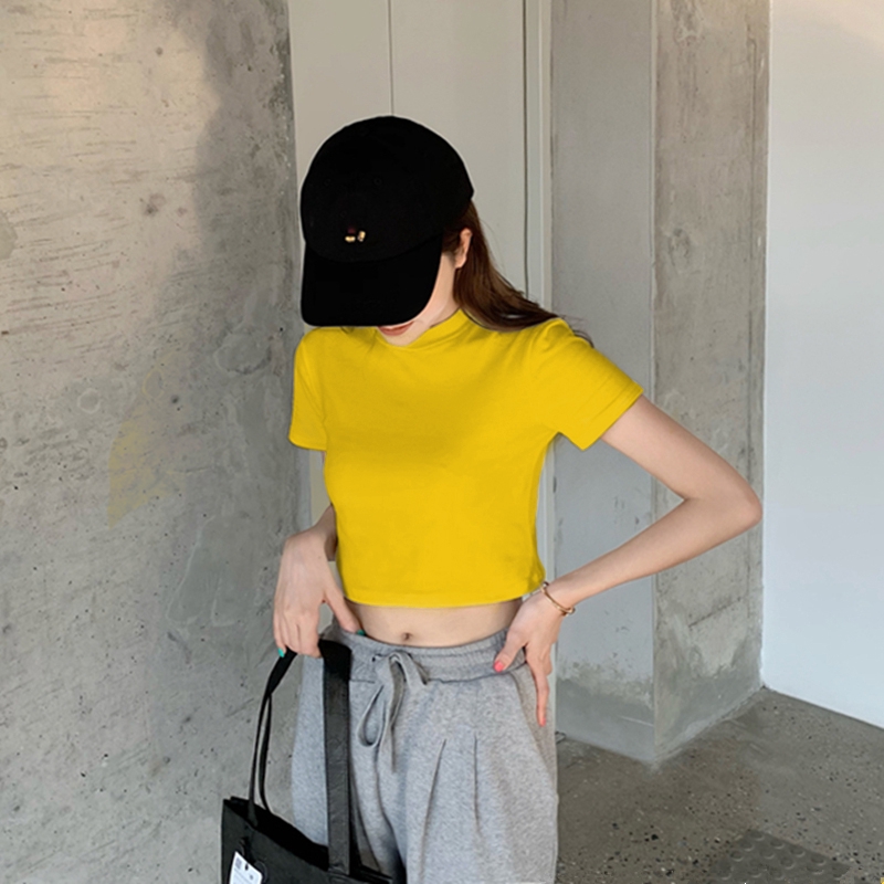 Áo Croptop Ngắn Tay Cổ Tròn Thời Trang Cho Nữ Năm 2020 - TRẮNG