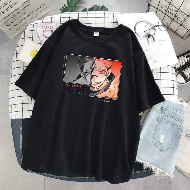 Áo Thun Tay Lửng In Hình Ryomen Sukuna anime Jujutsu Kaisen Nam Nữ Đủ Size