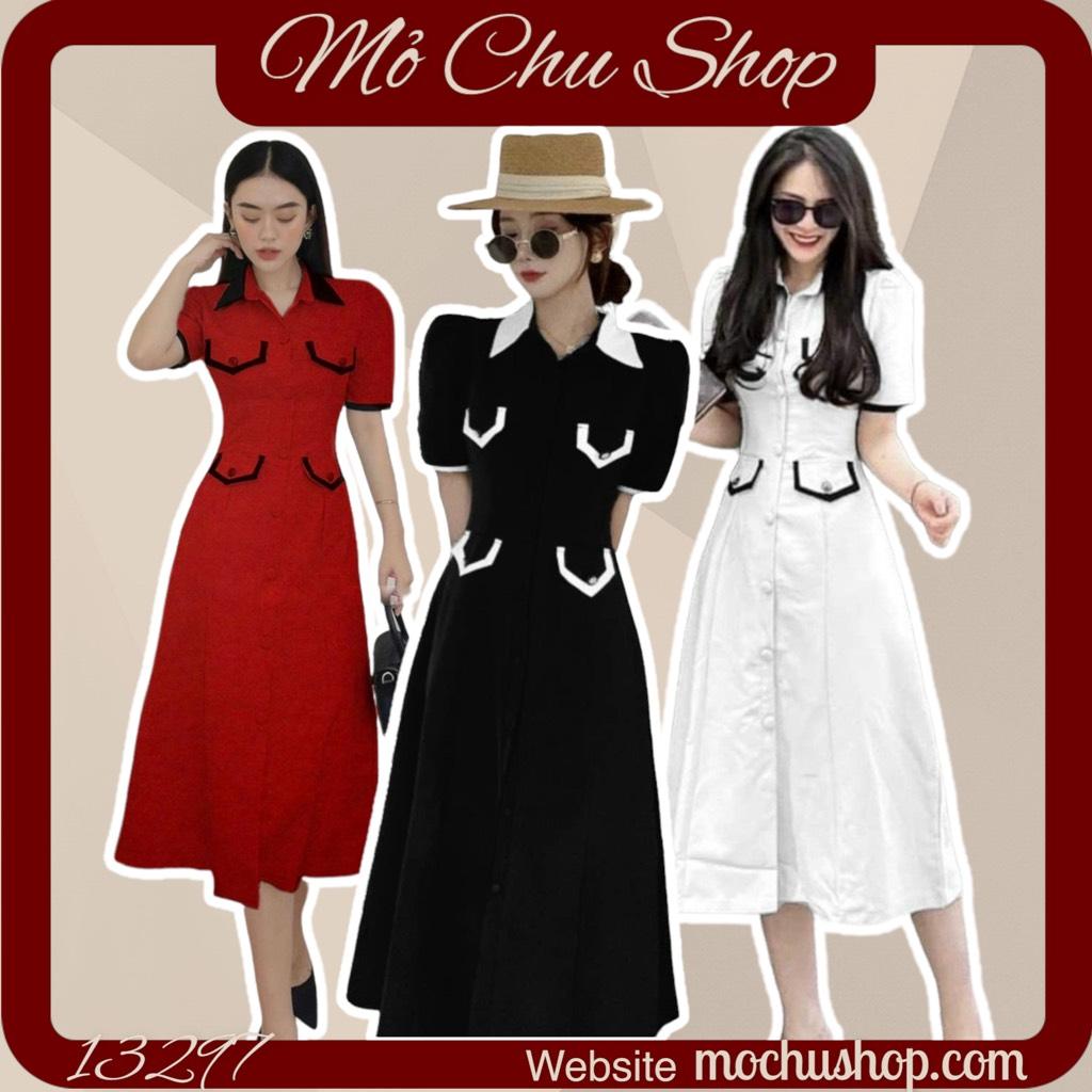 ĐẦM MIDI CỔ SƠMI VIỀN 13297