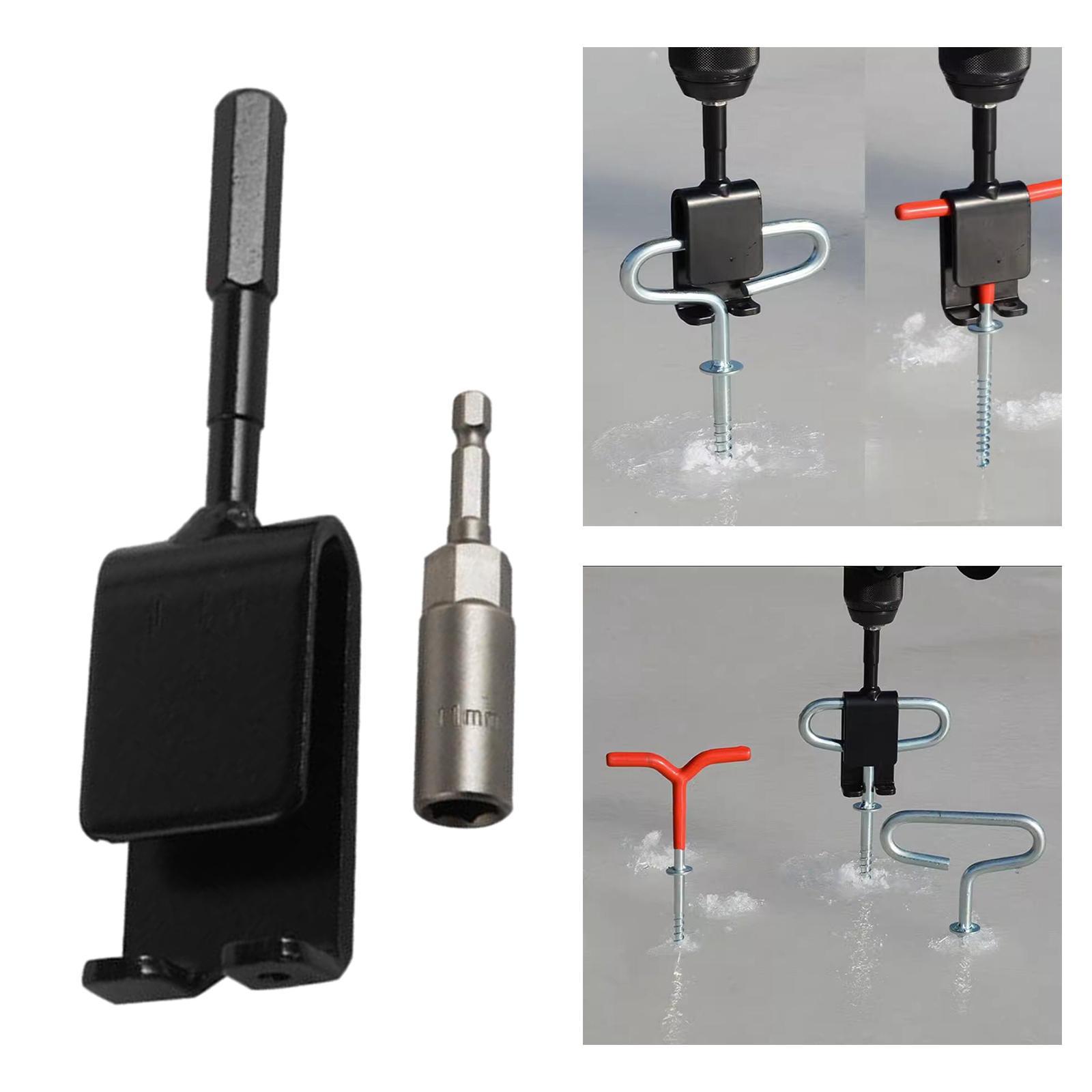 Ice Anchor Power Drill Adapter with Sleeve for Fixation of Canopies Tent Peg