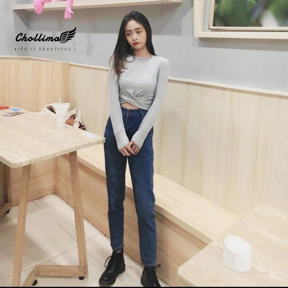 Quần baggy jean Chollima ống nhỏ trơn cuốn lai QD022 phong cách hàn quốc trẻ trung năng động