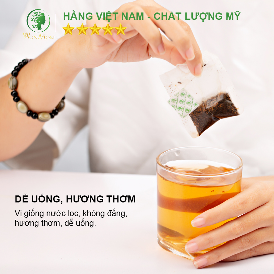 Trà vằng túi lọc lợi sữa, nhanh lấy lại vóc dáng sau sinh Wonmom 40gr ( 20 Túi/Hộp )