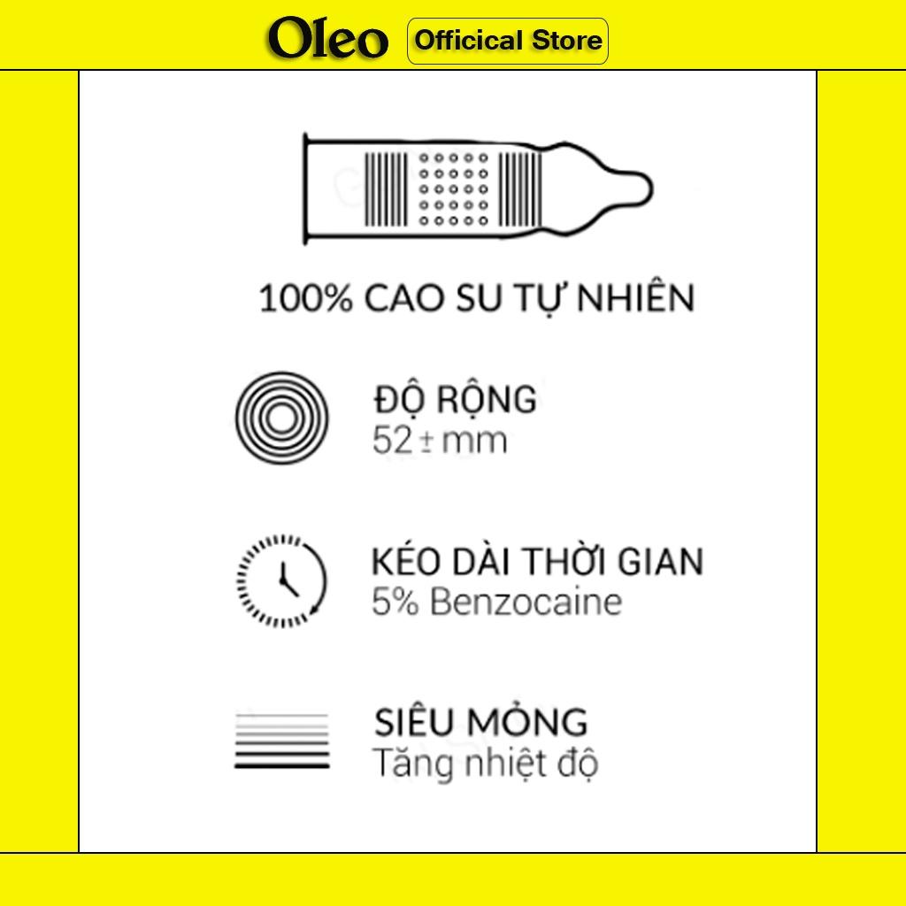 Bao cao su OLEO LAMPO Long Shock 4 in 1 Extra Lubricant. Bộ 3 hộp nhiều gel gai êm tăng cường khoái cảm