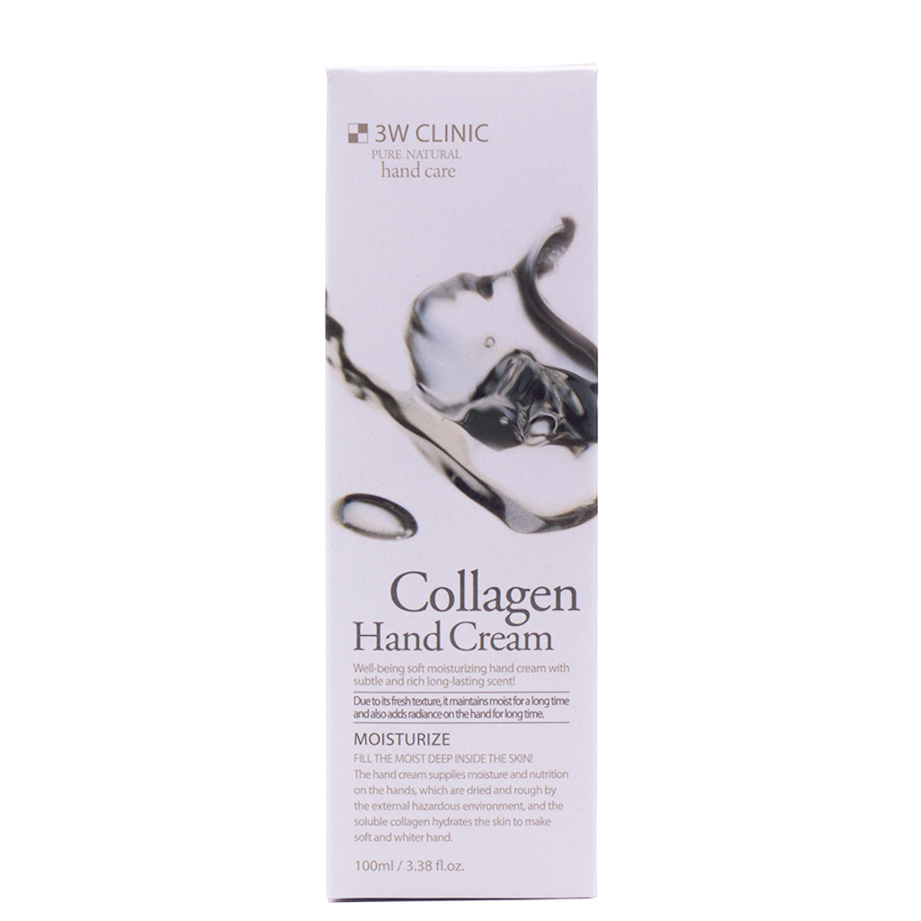 Kem dưỡng da tay Collagen Hàn Quốc cao cấp 3W Clinic Collagen Hand Cream (100ml) + Bông bọt biển massage mặt Hàn Quốc Mira Culous – Hàng Chính hãng – Hàng Chính Hãng