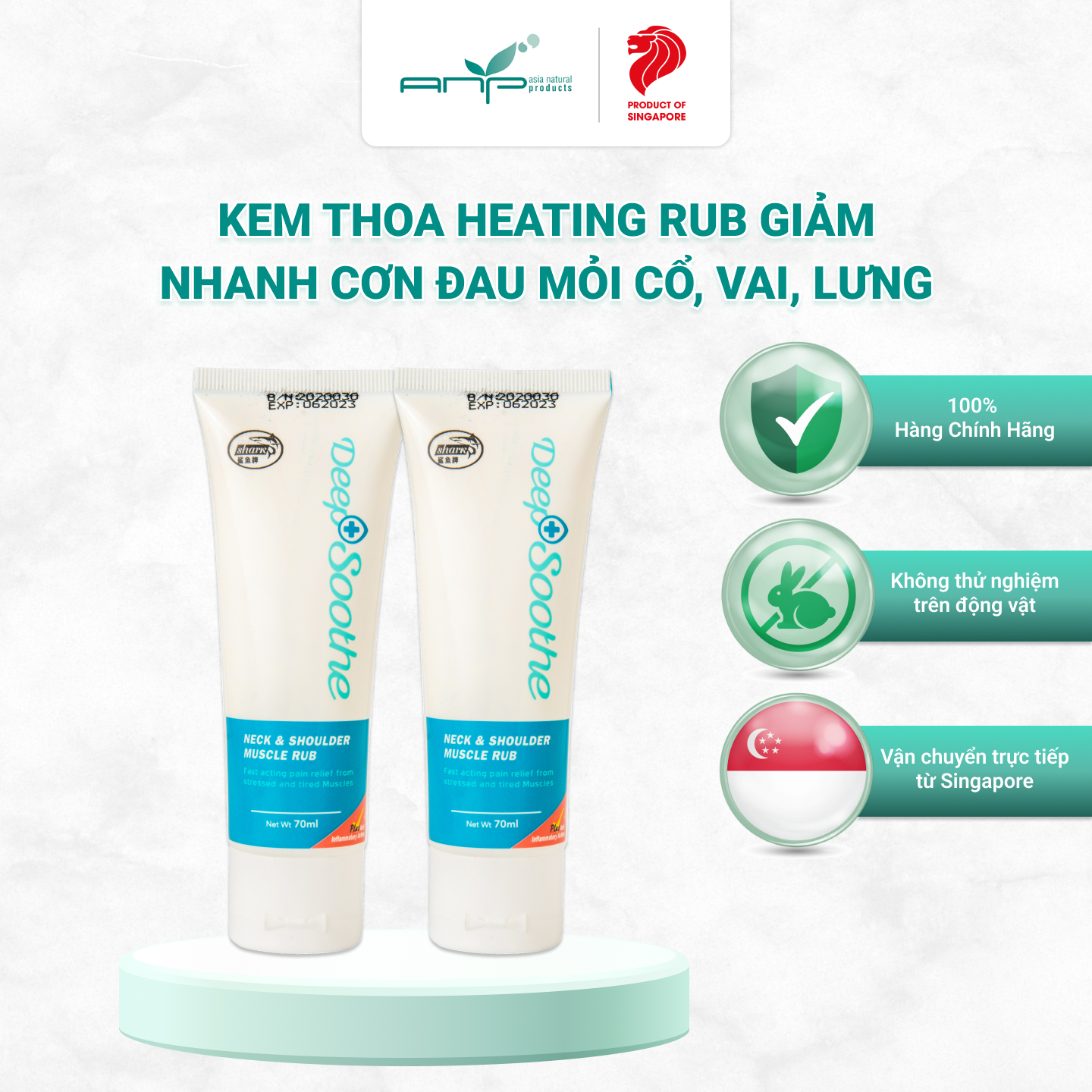 Kem Xoa Bóp Giảm Đau Mỏi Cổ Vai Và Lưng Heating Rub 70ml Thương Hiệu Singapore VớI Khả Năng Thẩm Thấu Nhanh Hiệu Quả Gấp Đôi