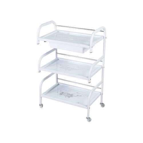 Xe Đẩy Kính Kệ 3 Tầng Có Bánh Xe Dùng Trong Spa, TMV và Các Salon Tóc