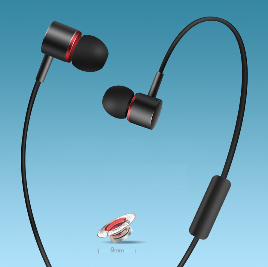 Wired Earphone Metal Sport Music Phone Earbuds In Ear Wire-Control 3.5 MM Drive-by-Wire Headset with MIC