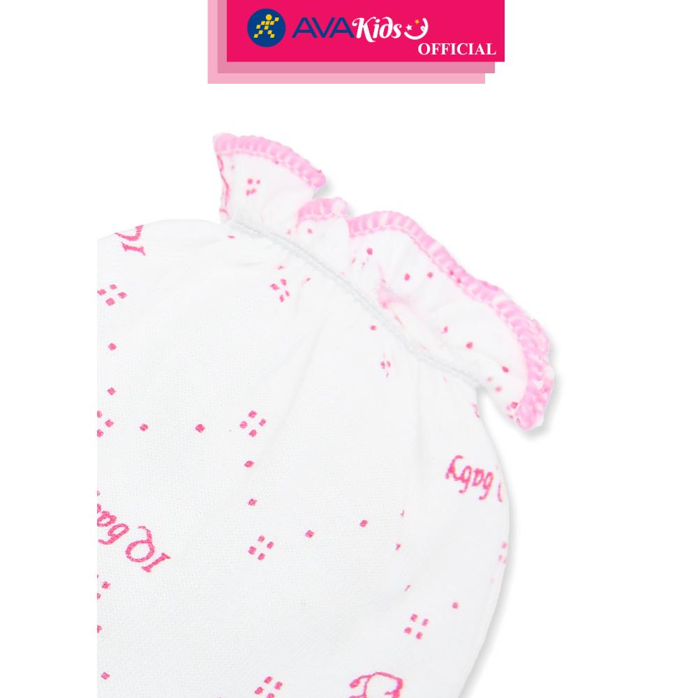 Bộ bao tay, bao chân in thú, viền hồng IQ Baby màu trắng (0 - 3 tháng) - Hàng Chính Hãng