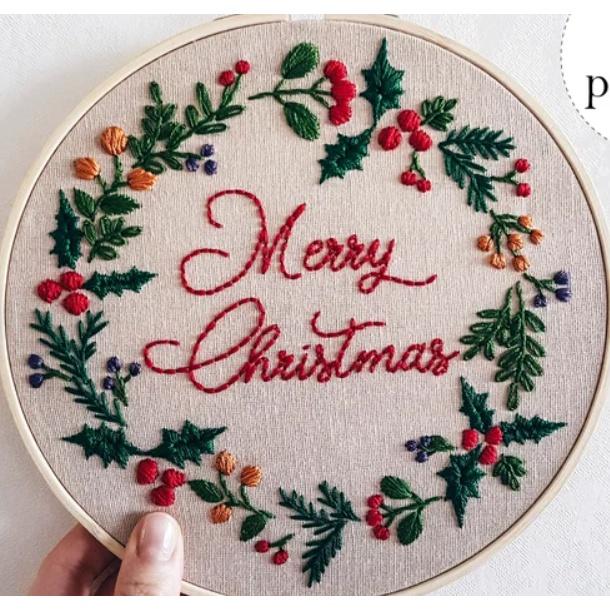 (SIÊU ĐẸP) DIY NGUYÊN LIỆU THÊU TAY THỦ CÔNG KÈM KHUNG HOOP merry christmas - KIT THÊU TRANG TRÍ NOEL- BÁCH HÓA NA NA