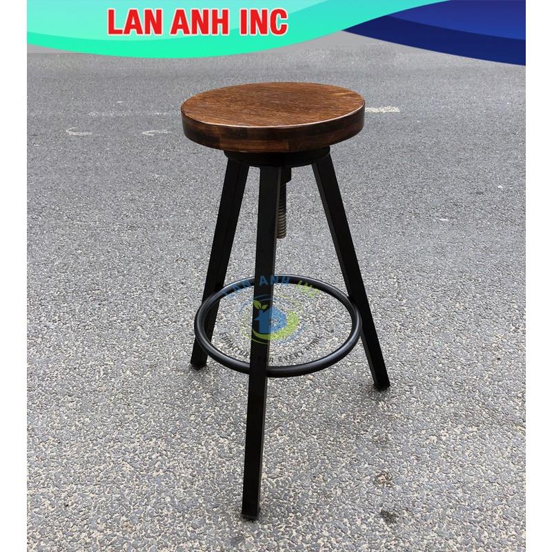 Ghế bar gỗ cao chân sắt xoay 360 độ tăng chỉnh độ cao LAB10