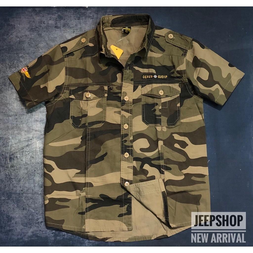 Áo sơ mi ngắn tay màu camo - camo vàng lợt