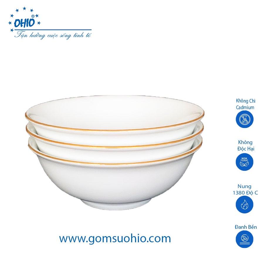 Tô LOE 13cm Sứ Trắng Viền Kim OHIO
