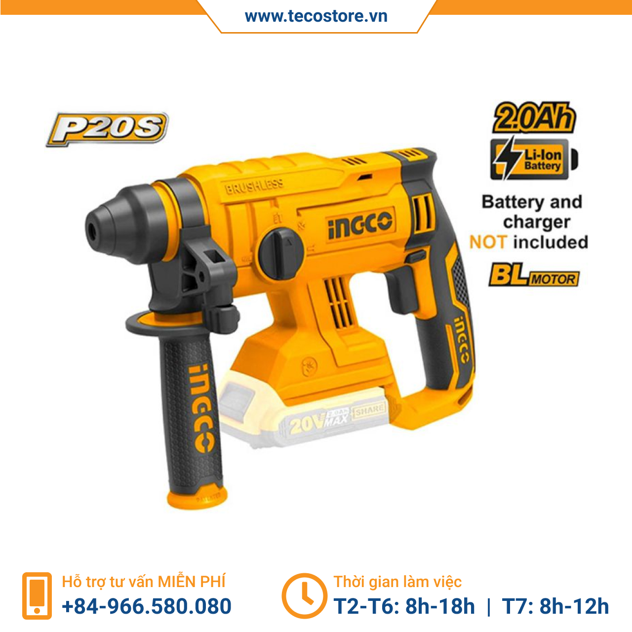 Máy khoan bê tông dùng pin INGCO CRHLI2201