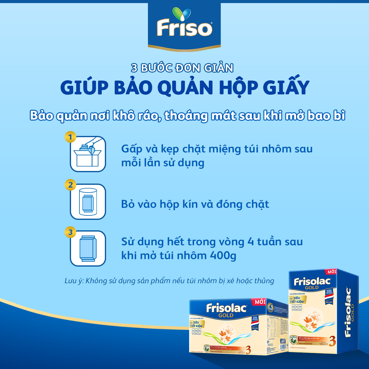 Combo 2 Hộp Sữa Bột Friso Gold 3 Hộp Giấy 1200G/hộp (Dành cho trẻ 1 - 2 tuổi)