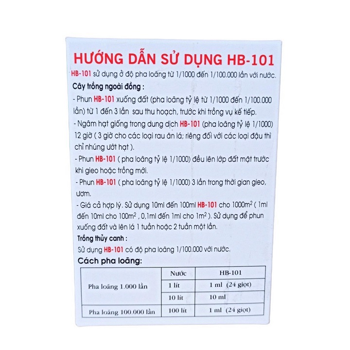 Siêu Tăng Trưởng Sinh Học HB-101 Nhật Bản 6cc - Siêu Ra Rễ - Phục Hồi Cây HB101