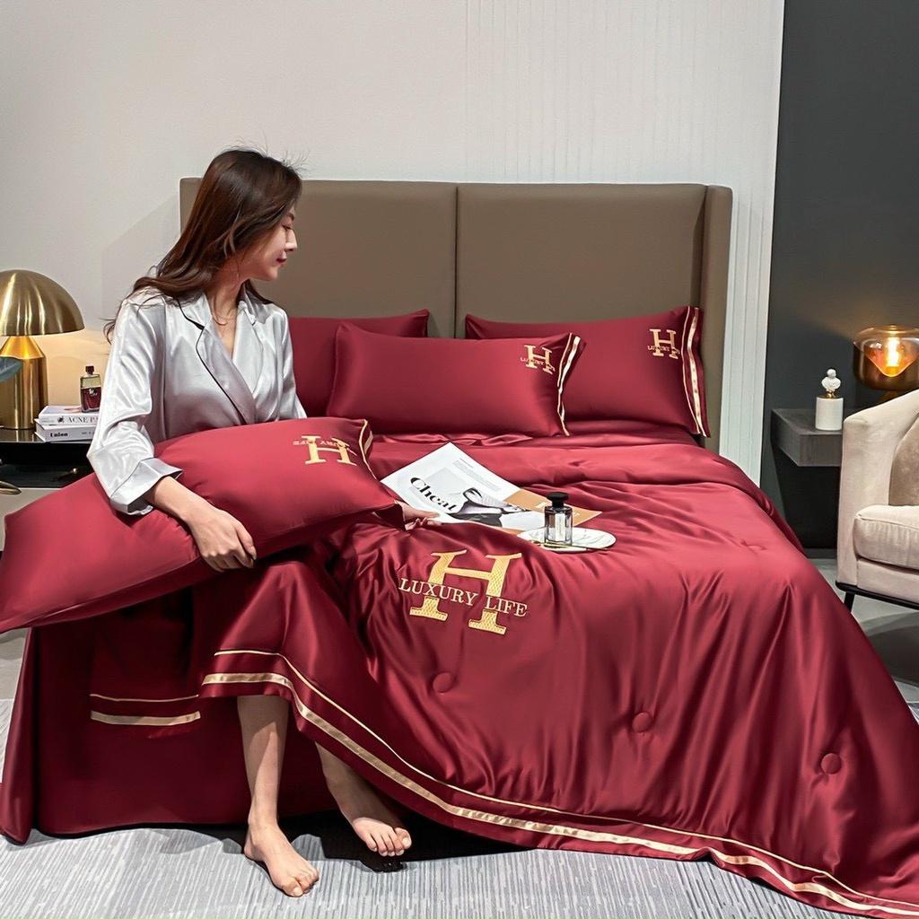 Bộ Chăn Ga Lụa H Chăn Hè Chần Bông