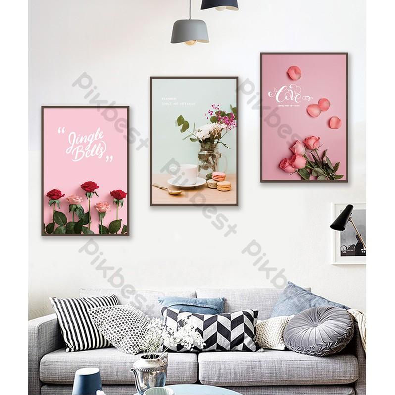 Tranh dán tường Combo 3 tranh dán tường phòng khách phòng ngủ hiện đại MS1103515