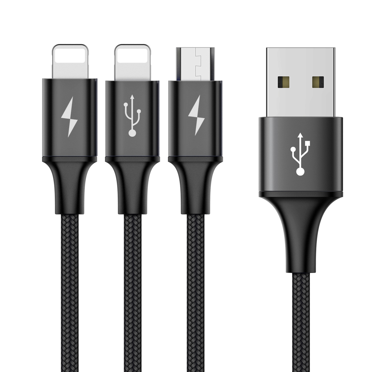 Cáp sạc và truyền dữ liệu tốc độ cao Baseus Rapid Series 3-in-1 Cable tích hợp 3 đầu hỗ trợ sạc nhanh 3A Fast charging vỏ dệt Nylon siêu bền - Hàng chính hãng