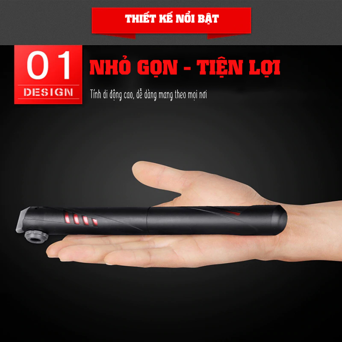 Bơm Xe Đạp Mini Treo Xe Gắn Khung Sườn Có Đế Gắn Sử Dụng Khẩn Cấp 120Psi 8 Bar Siêu Nhẹ Xy Lanh Lõi Nhôm (Kèm 2 Đầu Bơm) Mai Lee