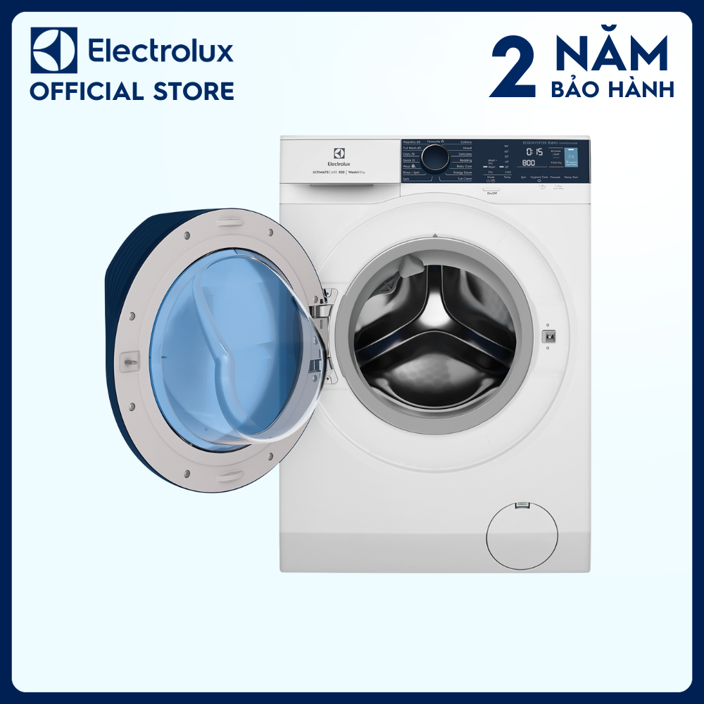 Máy giặt sấy Electrolux 9/6kg EWW9024P5WB - Diệt khuẩn tối ưu bằng hơi nước, không cặn giặt tẩy, tiết kiệm điện, êm dịu như giặt tay