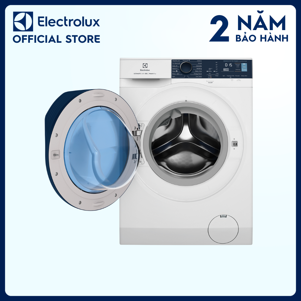 [Free Giao lắp] Máy giặt sấy Electrolux 9/6kg EWW9024P5WB - Diệt khuẩn tối ưu bằng hơi nước, không cặn giặt tẩy, tiết kiệm điện, êm dịu như giặt tay [Hàng chính hãng]