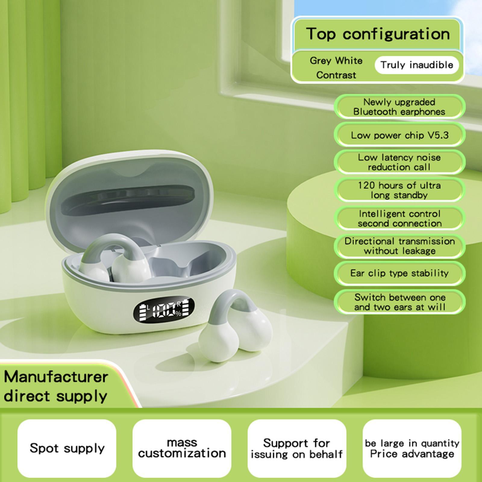 Clip on Open Ear Headphones Wireless Sport Earbuds for Gym Running Workout