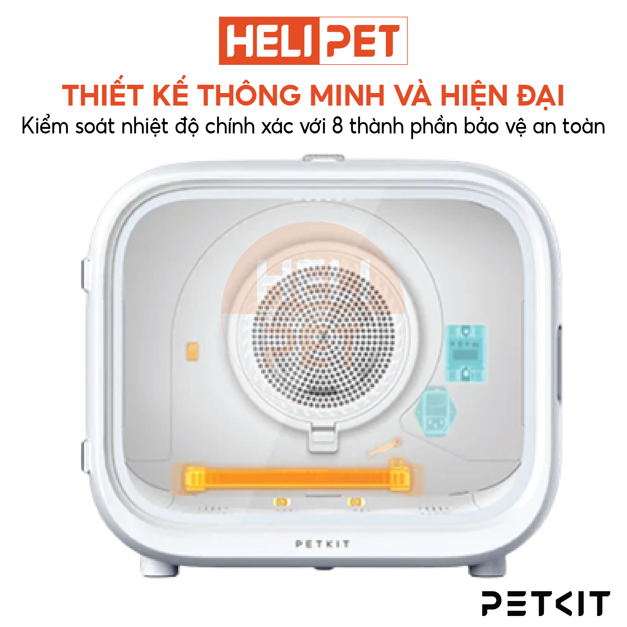Lồng Sấy Tự Động Cho Chó Mèo, Máy Sấy Cho Chó Mèo Petkit Air Salon Max Pro Ozone- HeLiPet