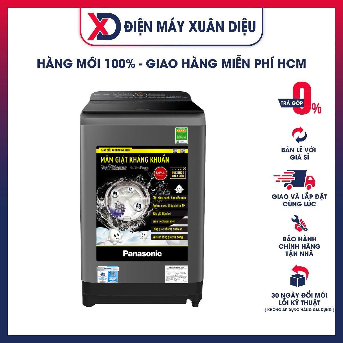 Máy Giặt Panasonic 9 Kg NA-F90A9DRV - Hàng chính hãng - Giao HCM và 1 số tỉnh thành