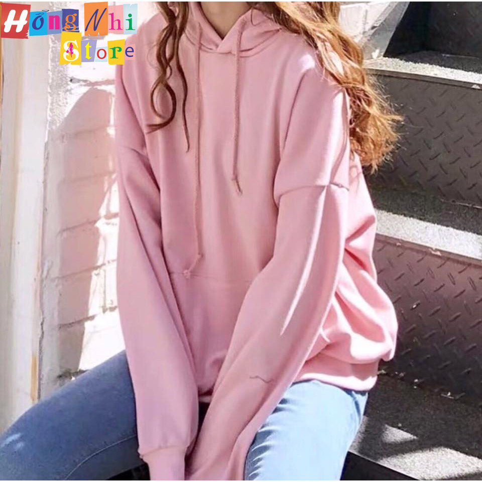 Áo Hoodie Trơn Màu Hồng Ruốc Cao Cấp Dáng Rộng Unisex Nam Nữ Mặc Được - MM