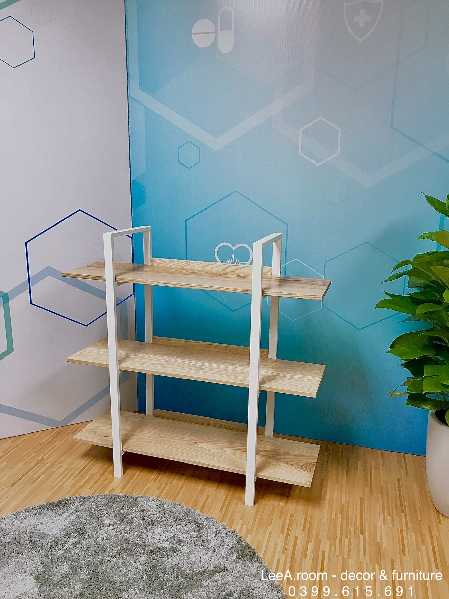 KỆ SÁCH 3 TẦNG KIỂU HÀN QUỐC B BOOKSHELF - MÀU TRẮNG PHỐI GỖ