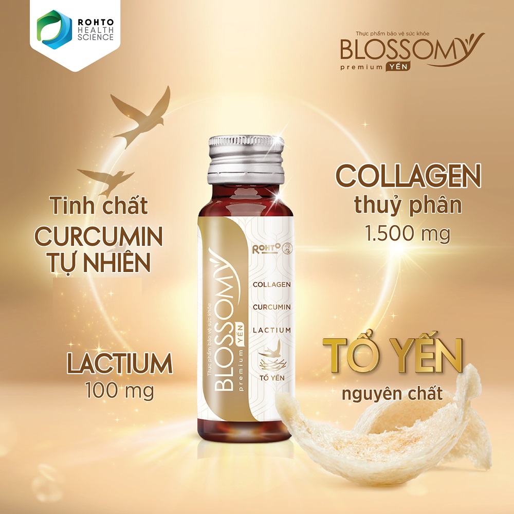 Thực phẩm collagen uống tổ yến Blossomy Premium hộp 10 chai x 50ml