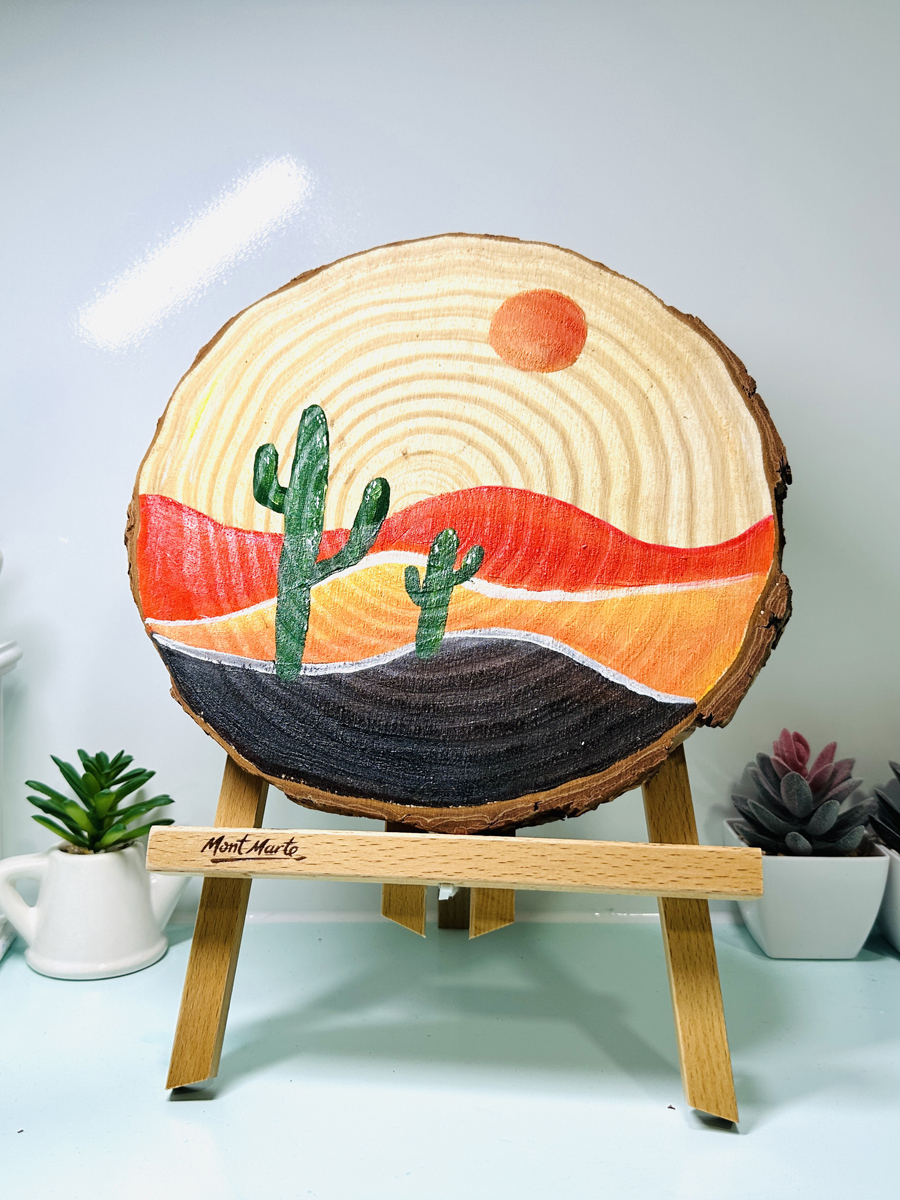 Tranh Lát Gỗ Tròn ANKAN Vẽ Tay Thủ Công – Decor Bàn Học, Trang Trí Phòng Ngủ Nhiều Mẫu