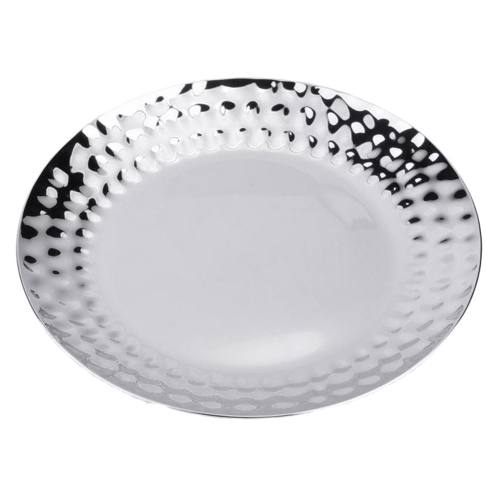 16cm Round Serving Platter Stainless Steel Dish Large Party Silver Food Tray