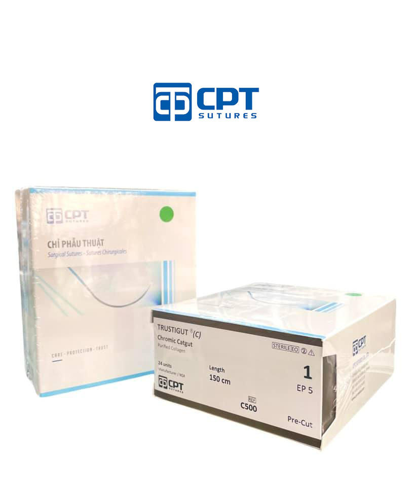 Chỉ phẫu thuật tự tiêu tan chậm CPT Trustigut (C) Chromic Catgut số 1 - C500