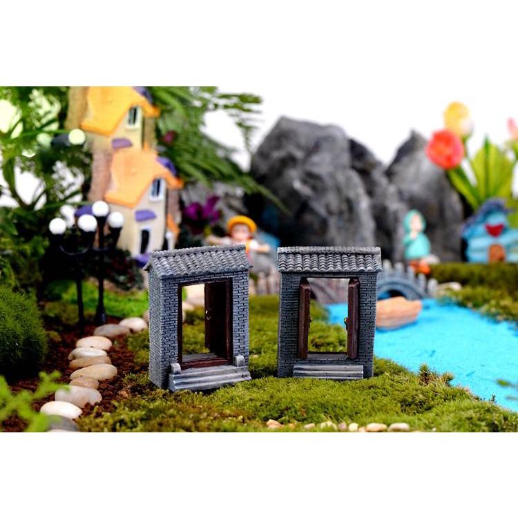 Tiểu cảnh mini ️ Cổng nhà cổ chất liệu nhựa không phai màu trang trí sân vườn, bể cá, sen đá, terrarium