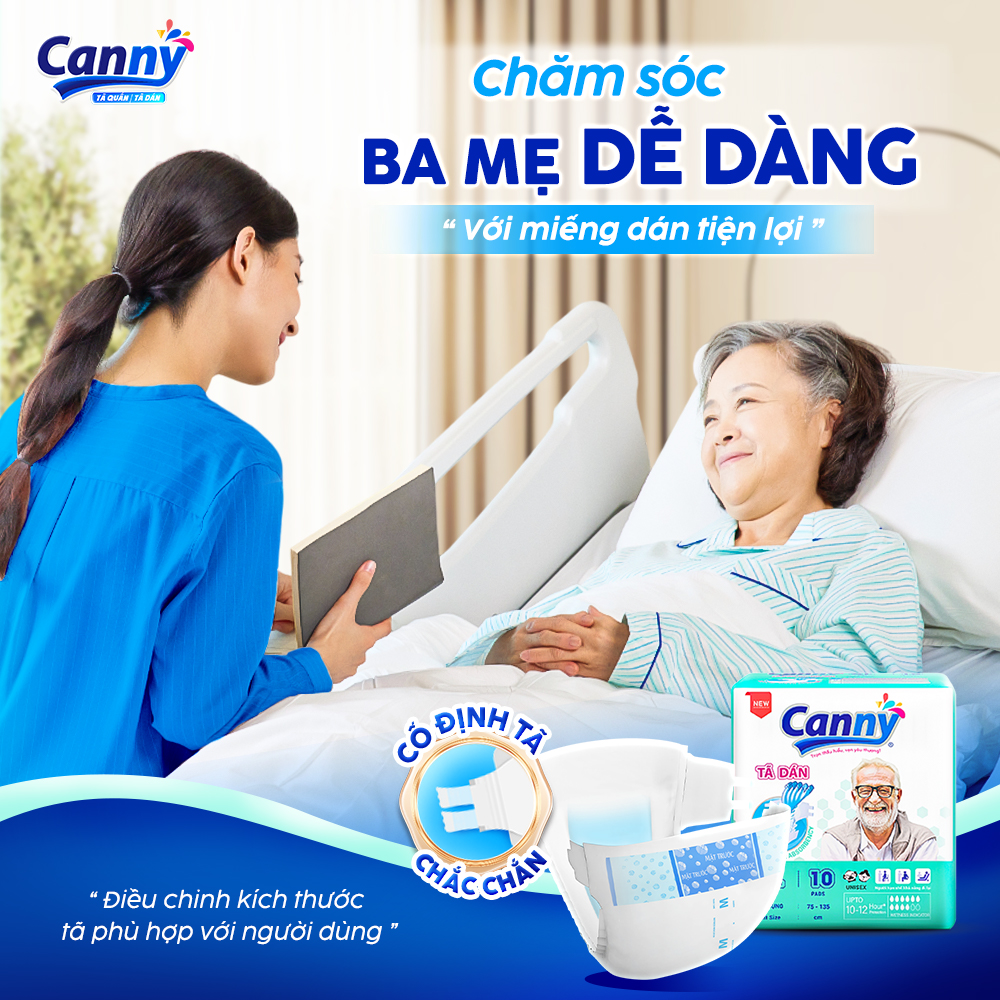Combo 3 gói Tã Dán Người Lớn Canny Siêu Mềm, Siêu Thấm, Kháng Khuẩn Size M10, M/L10, XL10 (10miếng)