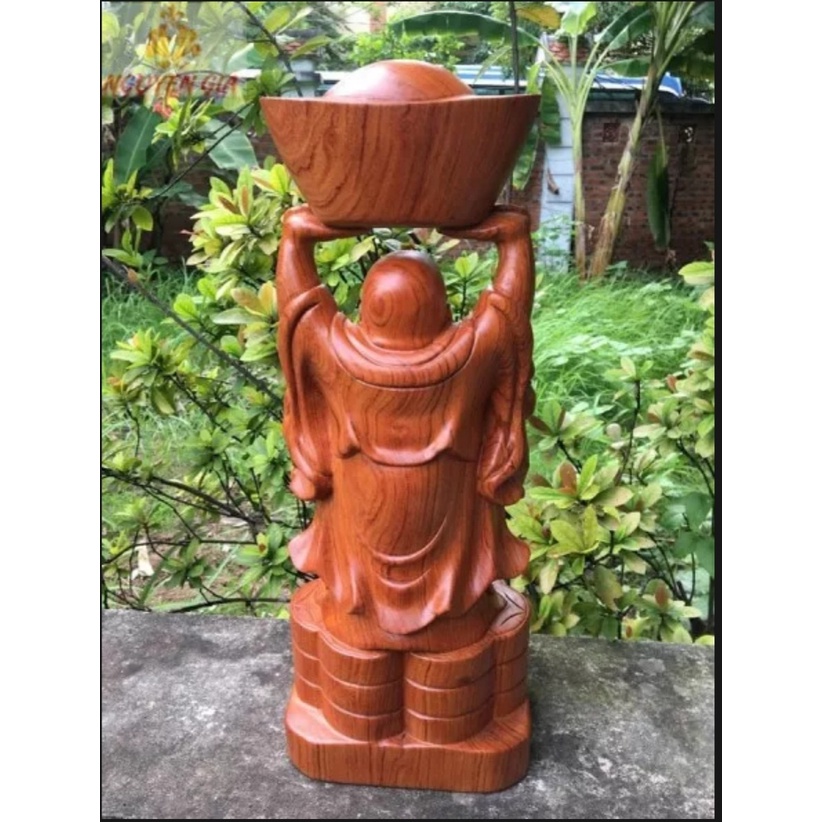 Di lặc dâng bát vàng gỗ hương 20CM