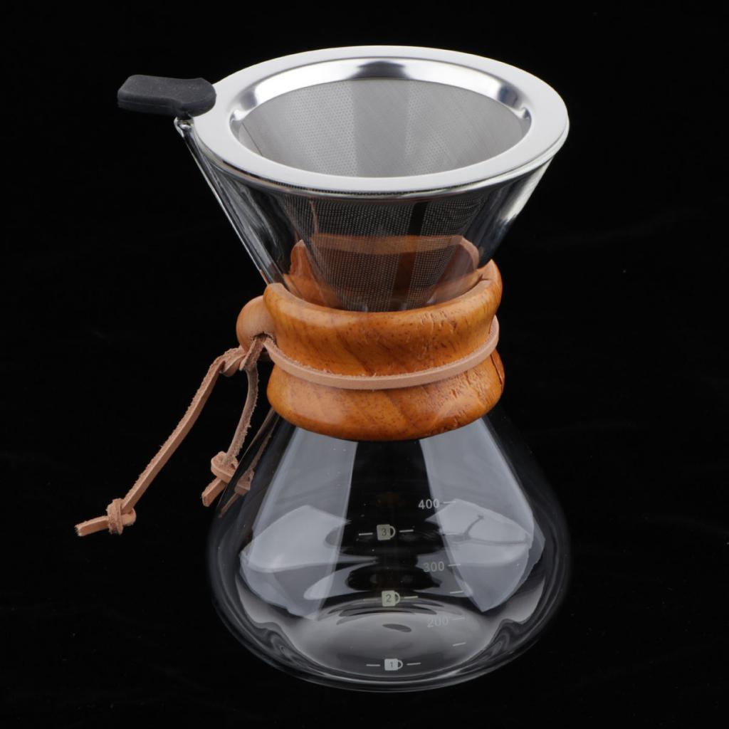 Coffee Maker Set Pour Over Coffee Pot + Cone Coffee Dripper Filter Net 400ml