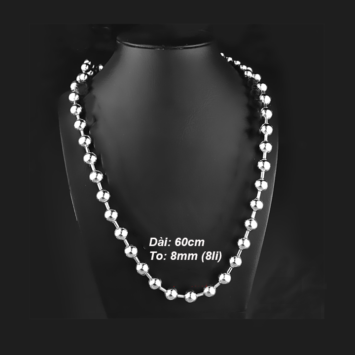 Dây chuyền inox Bi tròn to 8li MDC001_8 Không đen không gỉ sét