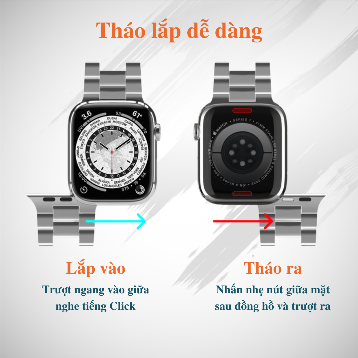 Dây Đeo Thép Dành Cho Apple Watch Ultra / Apple Watch Series, Kai.N Metal Band - Hàng Chính Hãng