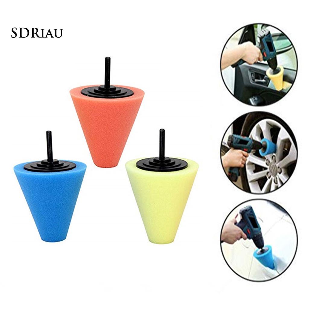 Set 3 / 4 / 5 / 6 Miếng Xốp Hình Nón Nhiều Màu Sắc Dùng Để Đánh Bóng Xe Hơi